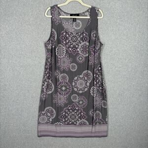R&M Collection Dress 16 Purple Gray Paisley Slinky Knit Career Church‎ Casual